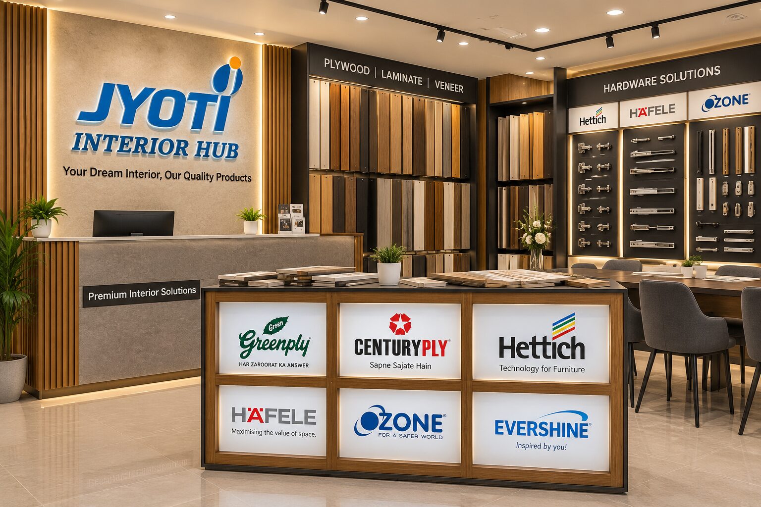 Premium interior brands displayed at Jyoti Interior Hub